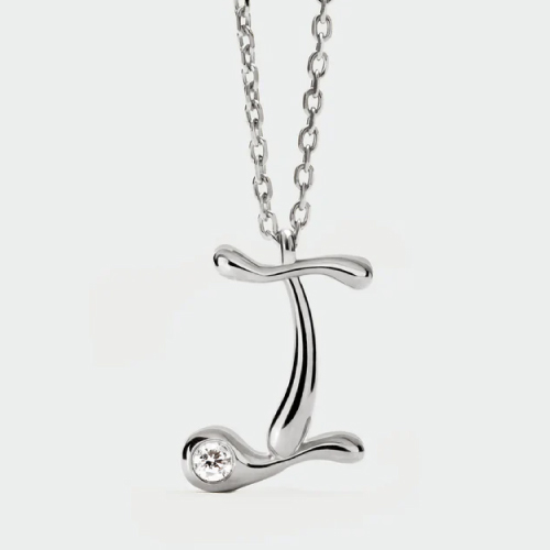 I initial silver pendant necklace