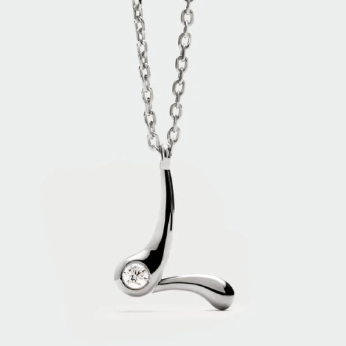 L initial silver pendant necklace