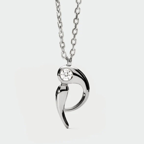 P initial silver pendant necklace