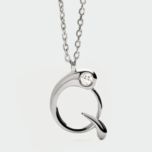 Q initial silver pendant necklace