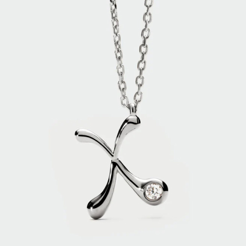 X initial silver pendant necklace