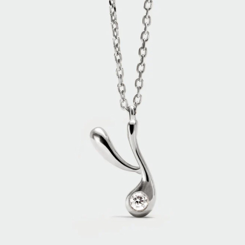 Y initial silver pendant necklace