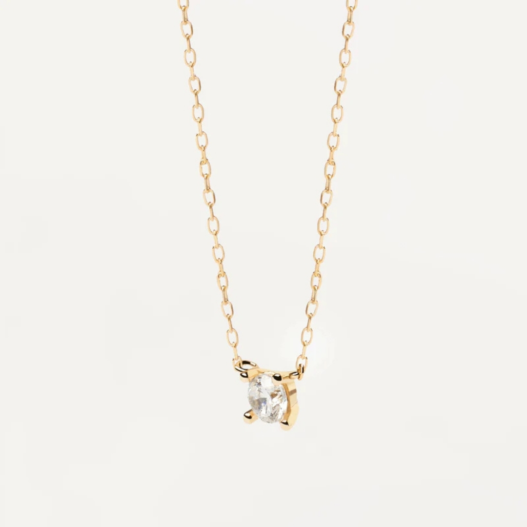 CO Diamonds and Gold Solitaire Mini Necklace U