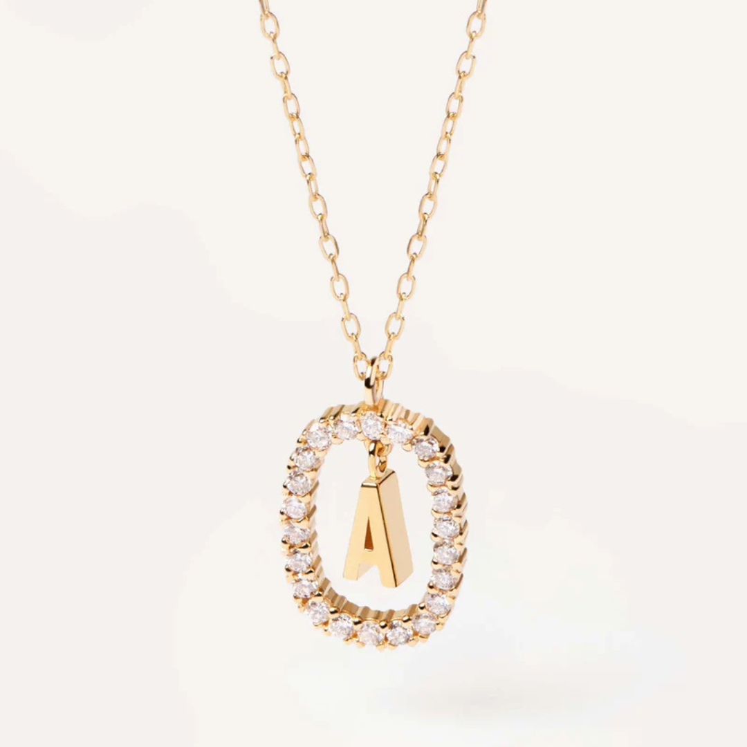 CO Diamonds and Gold Letter A Necklace U