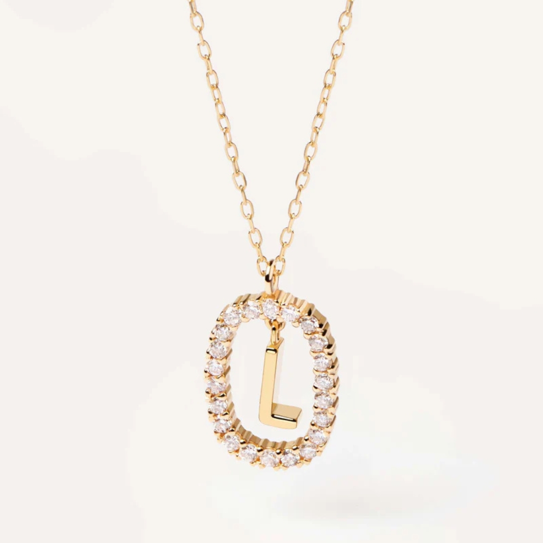 CO Diamonds and Gold Letter L Necklace U