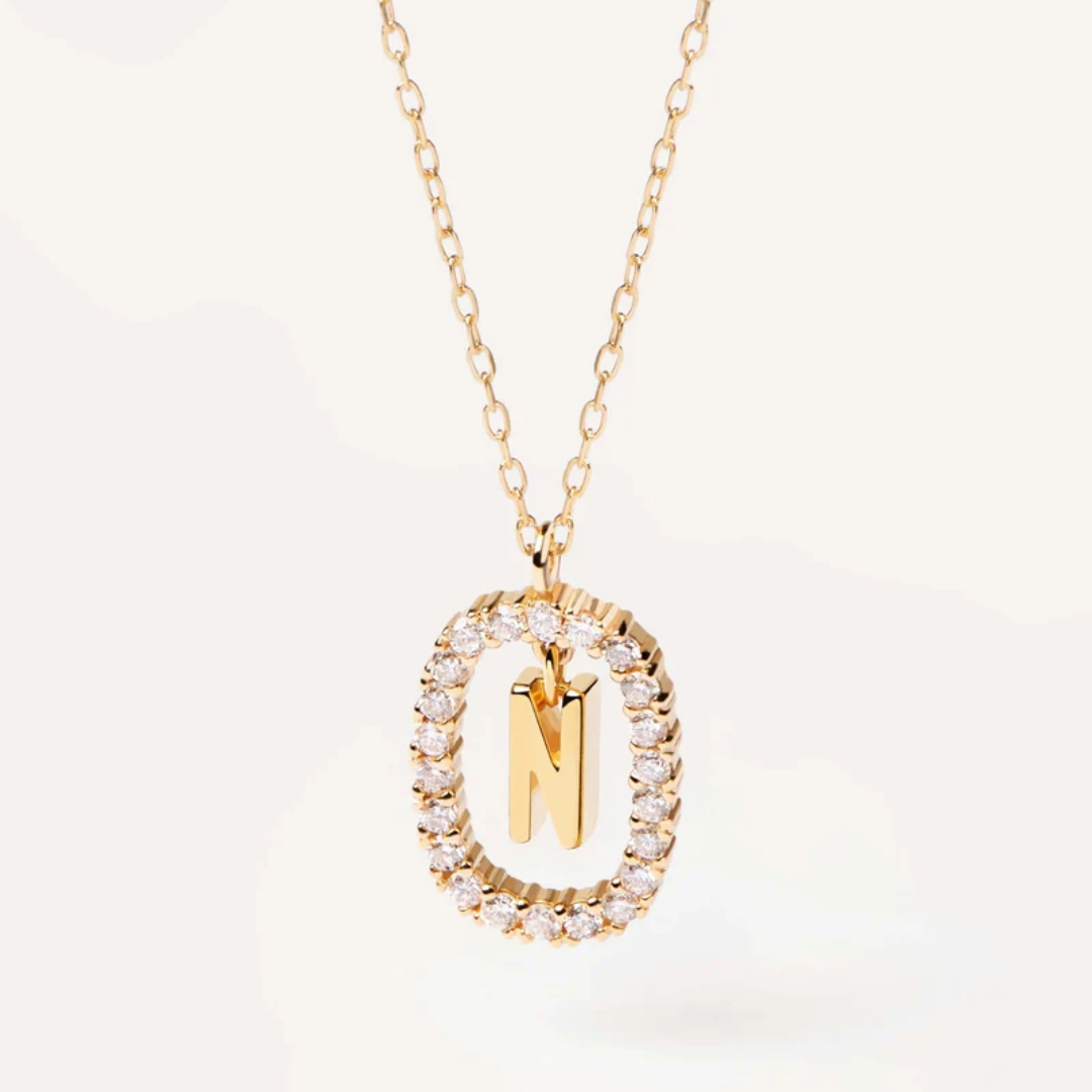 CO Diamonds and Gold Letter N Necklace U