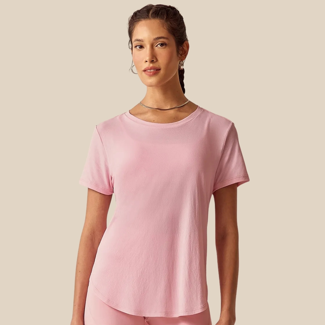 T-SHIRT MANGA CURTA RECORTE COSTAS