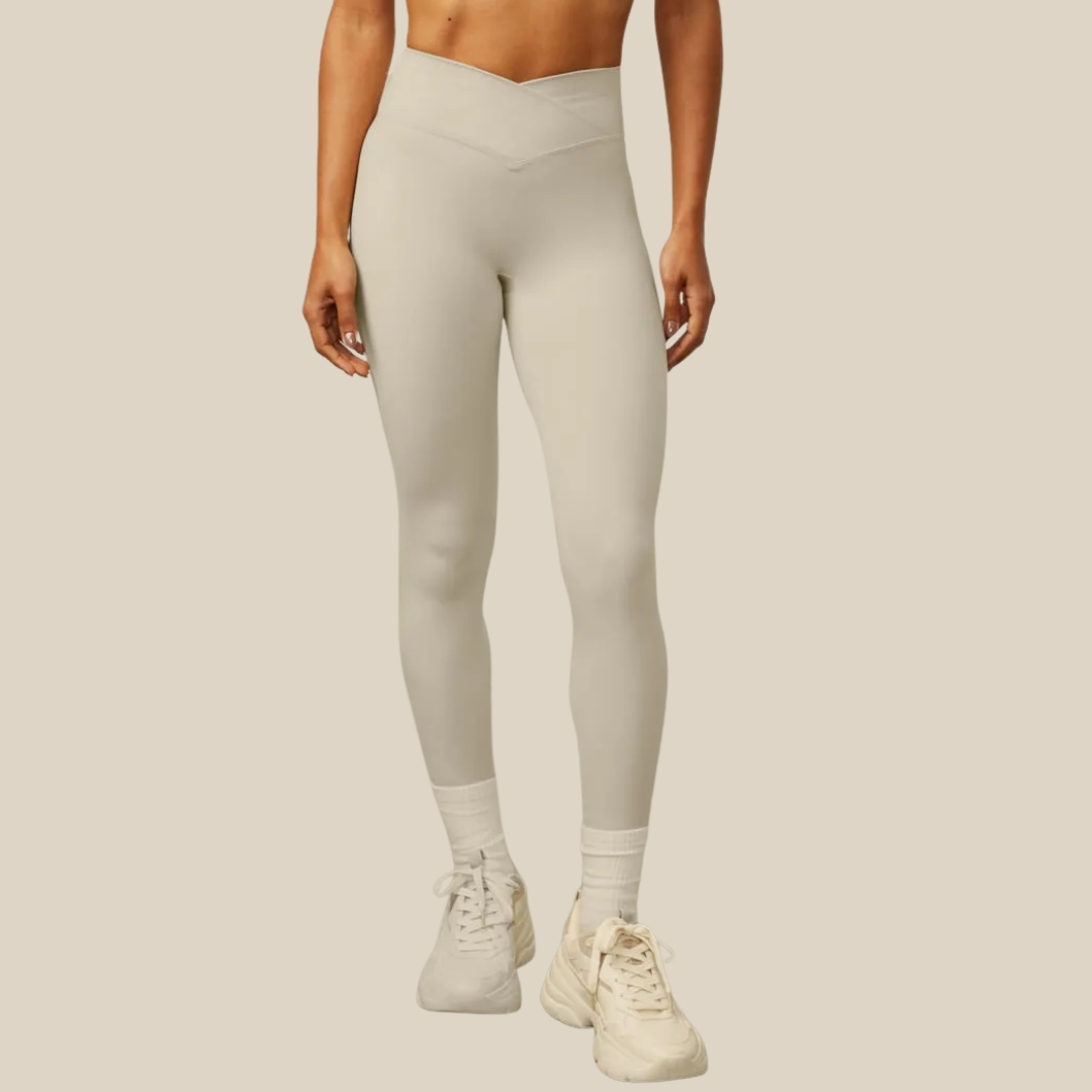 CALÇA LEGGING CÓS ALTO TRANSPASSADO E CONTORNO DO CÓS COSTAS
