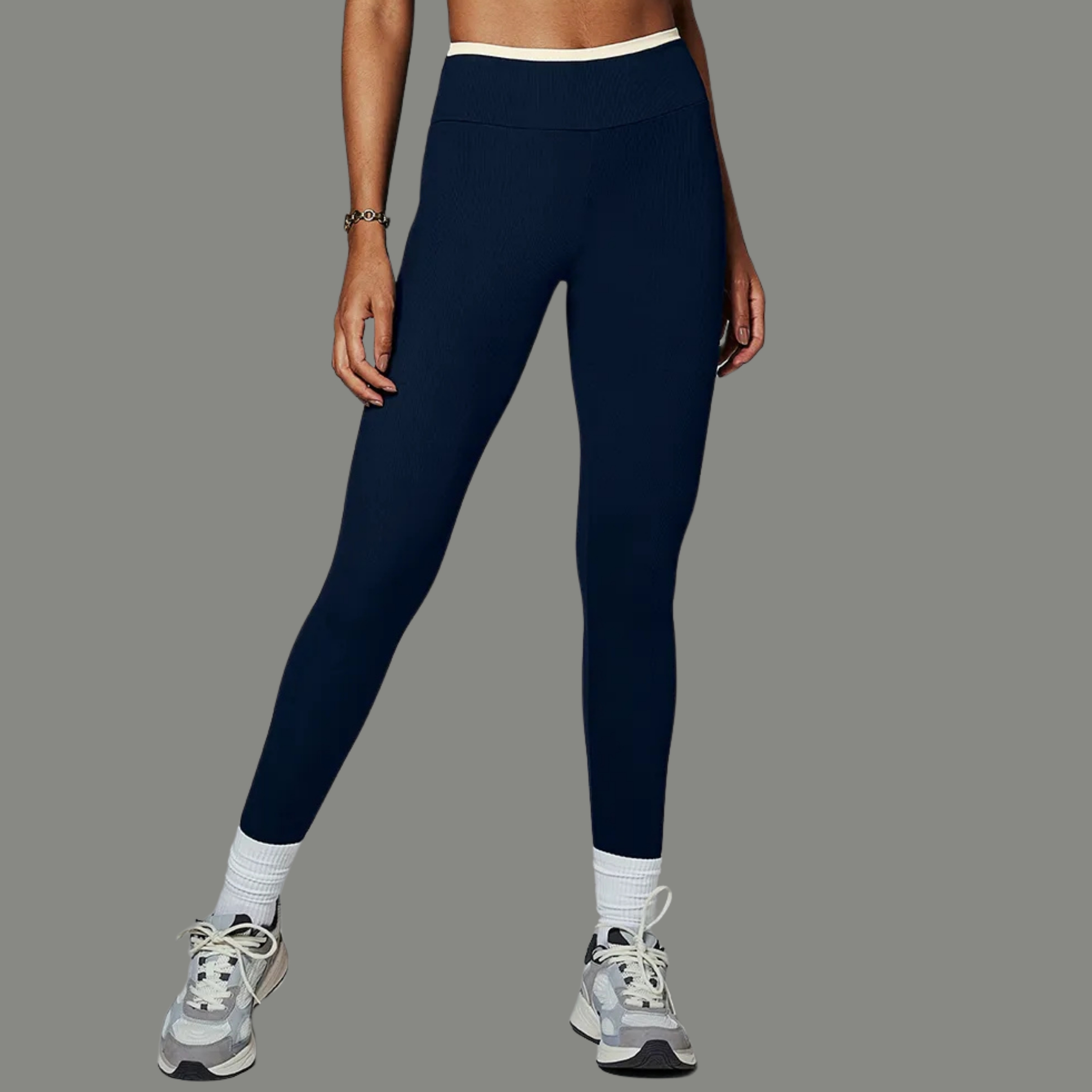 CALÇA LEGGING CANELADA BICOLOR