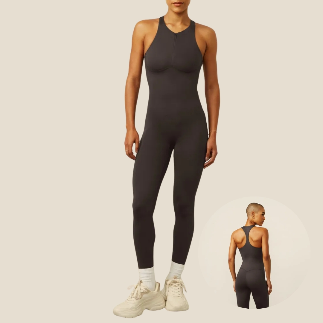 MACACÃO LONGO HALTER NECK COM ZÍPER E COSTAS NADADOR