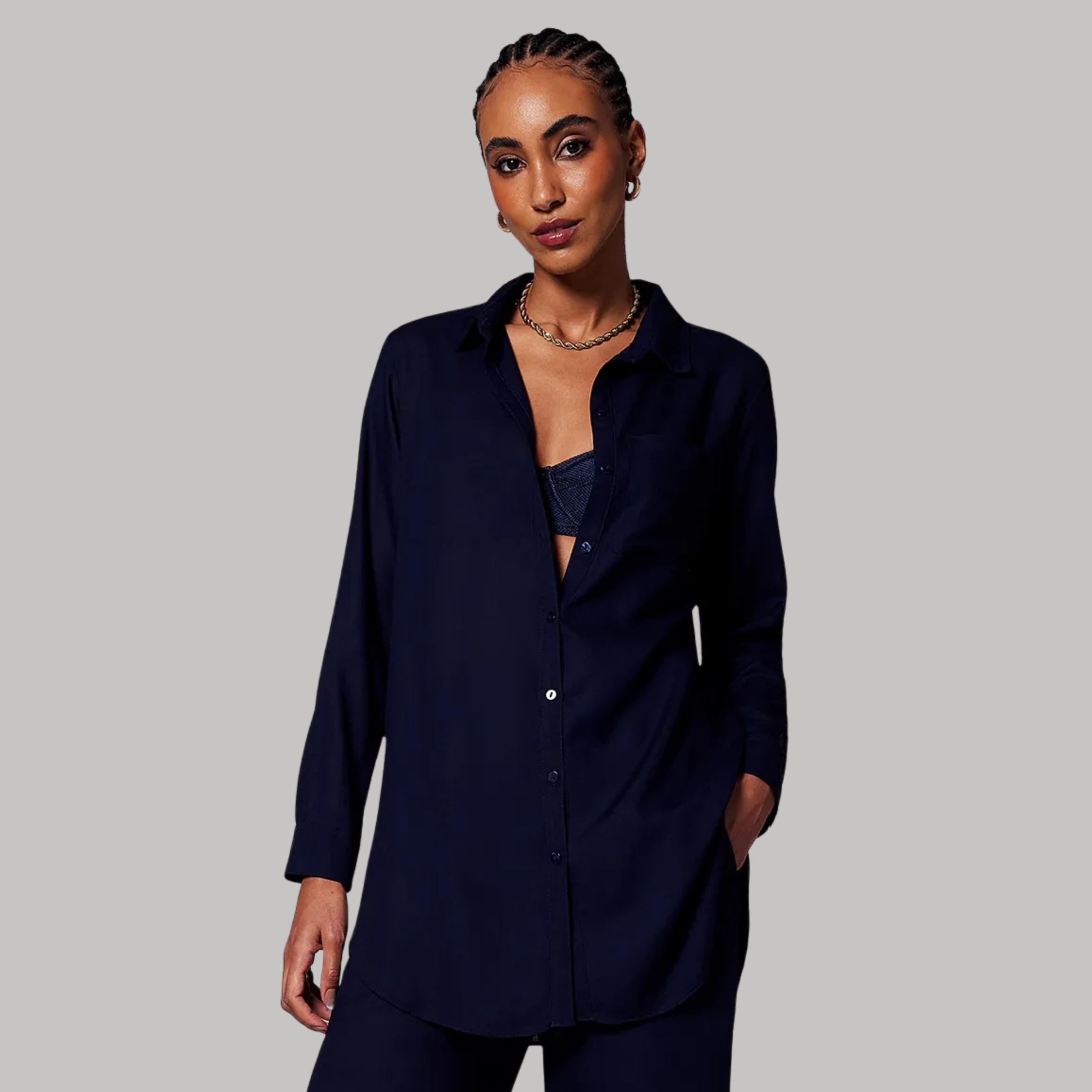 CAMISA ALONGADA OVERSIZED MANGA LONGA