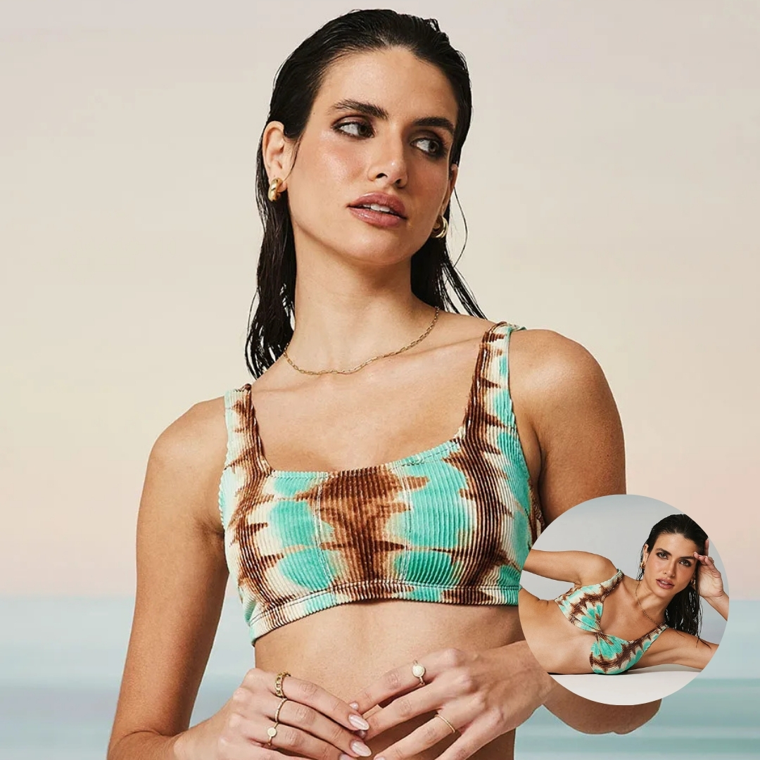 TOP BIQUÍNI TORCIDO ESTAMPA TIE DYE ENSEADA TROPICAL